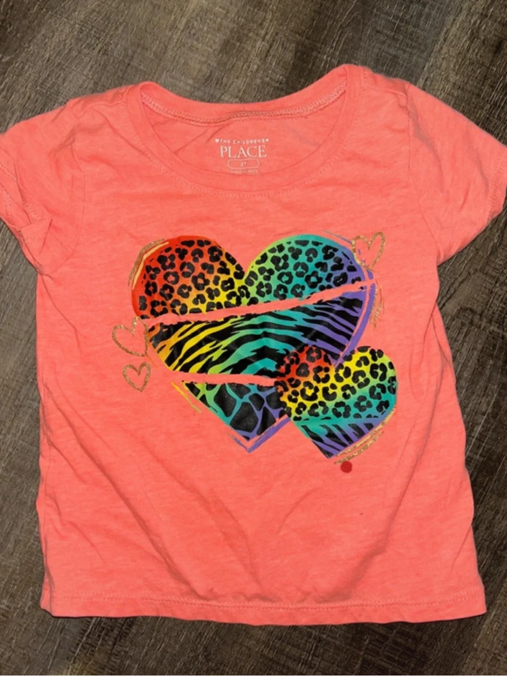 The Children's Place Coral Pink Rainbow Heart Graphic Tee - Kids